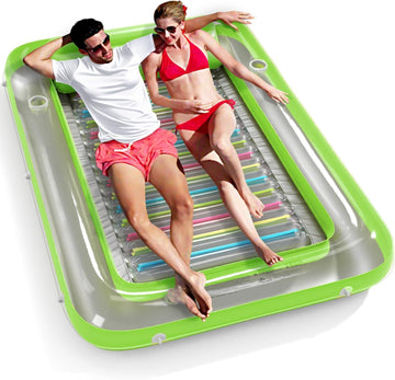 Inflatable Tanning Pool Lounger Float - Jasonwell 4 in 1 Sun Tan Tub Sunbathing Pool Lounge Raft Floatie Toys Water Filled Tanning Bed Mat Pad for Adult Blow Up Kiddie Pool Kids Ball Pit Pool (KR-XL) - Jasonwell